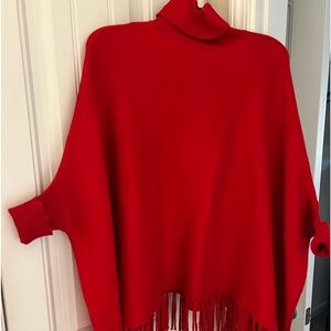 Scarlet Red Poncho Sweater.